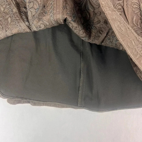 Tahari Brown Embroidered Skirt Size 6 - Picture 5 of 8